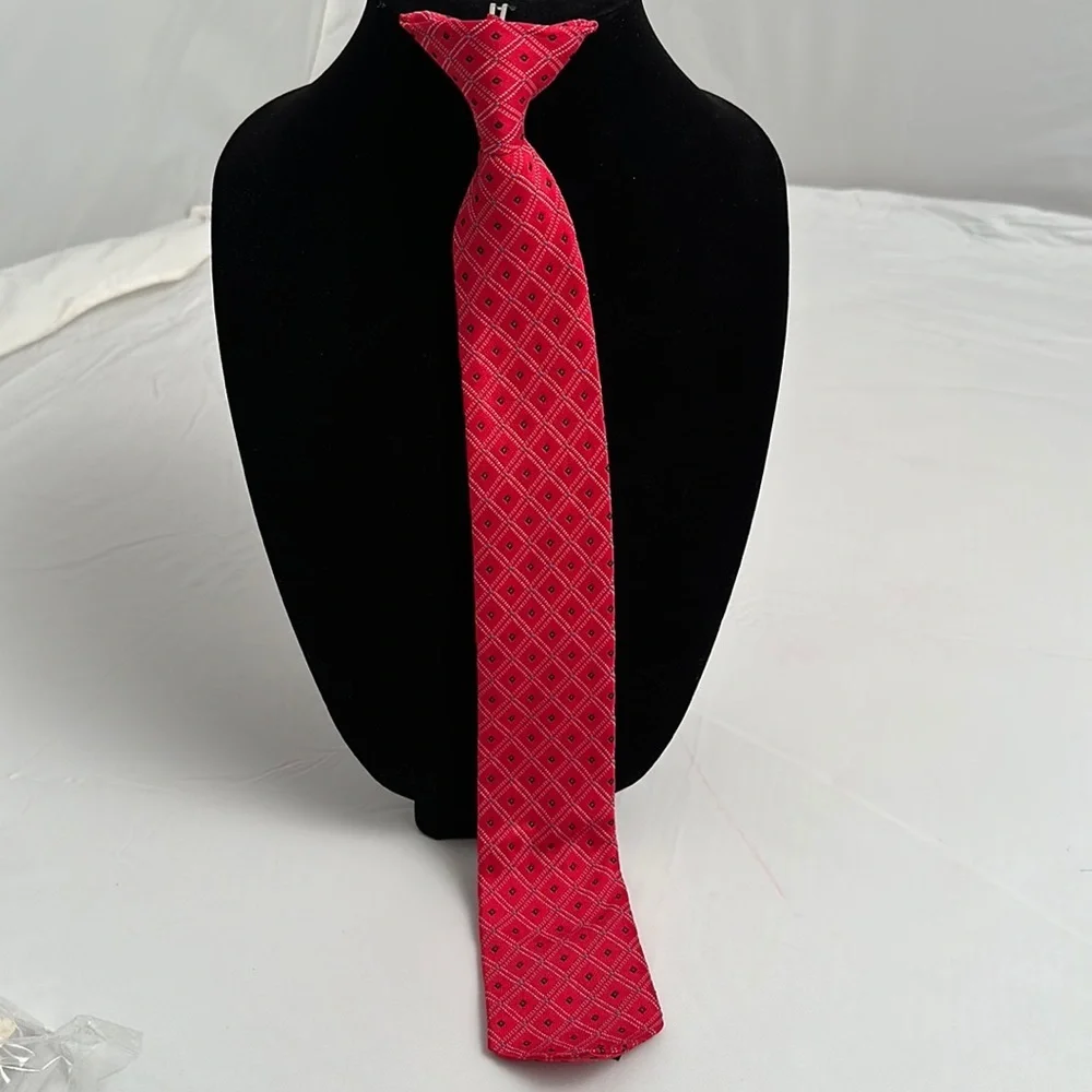 Kalikow boys red multicolor pattern clip on tie